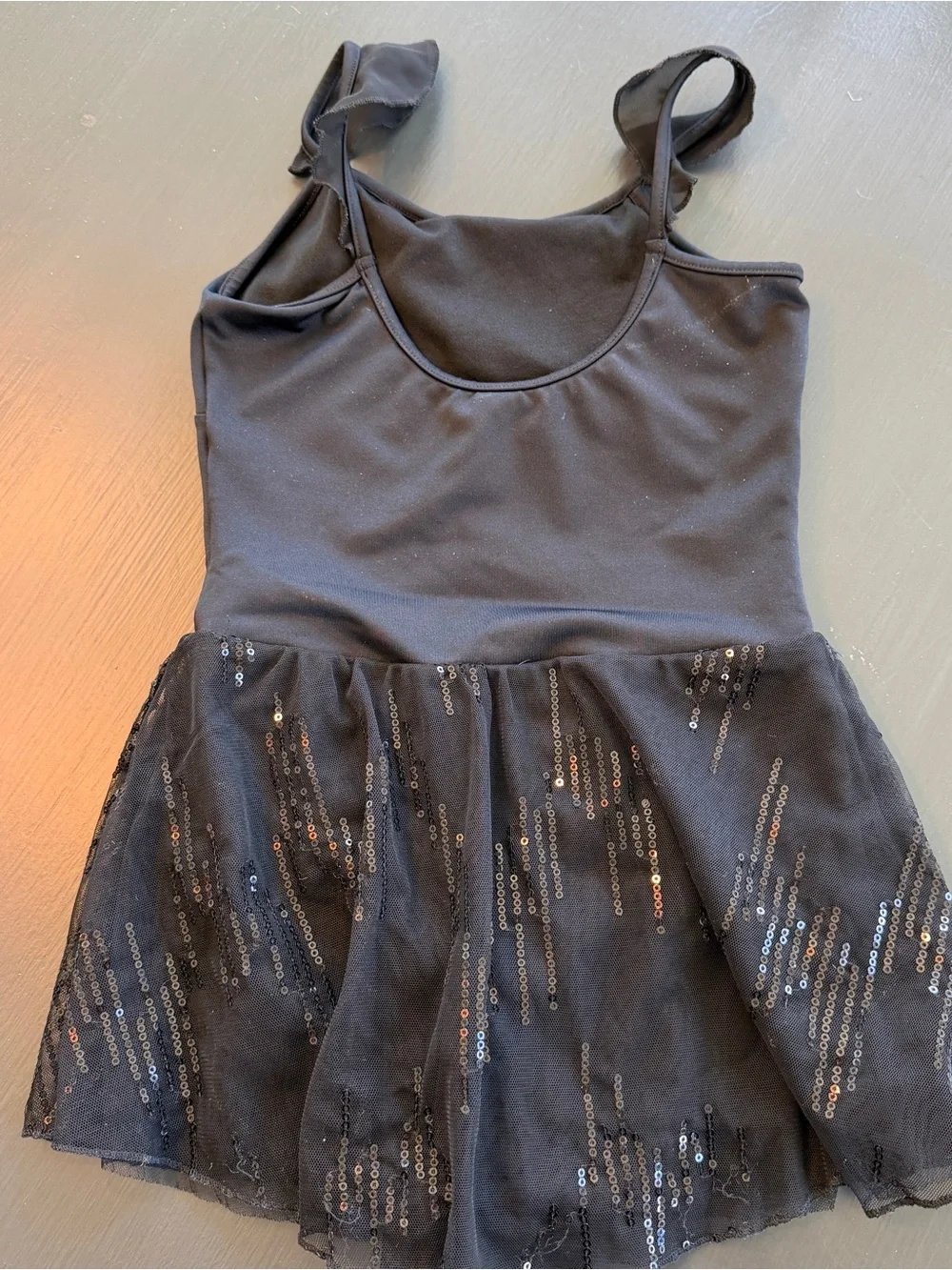 Leo Black Sequin Tulle Ballet Dance Leotard Costume Sz 8-10